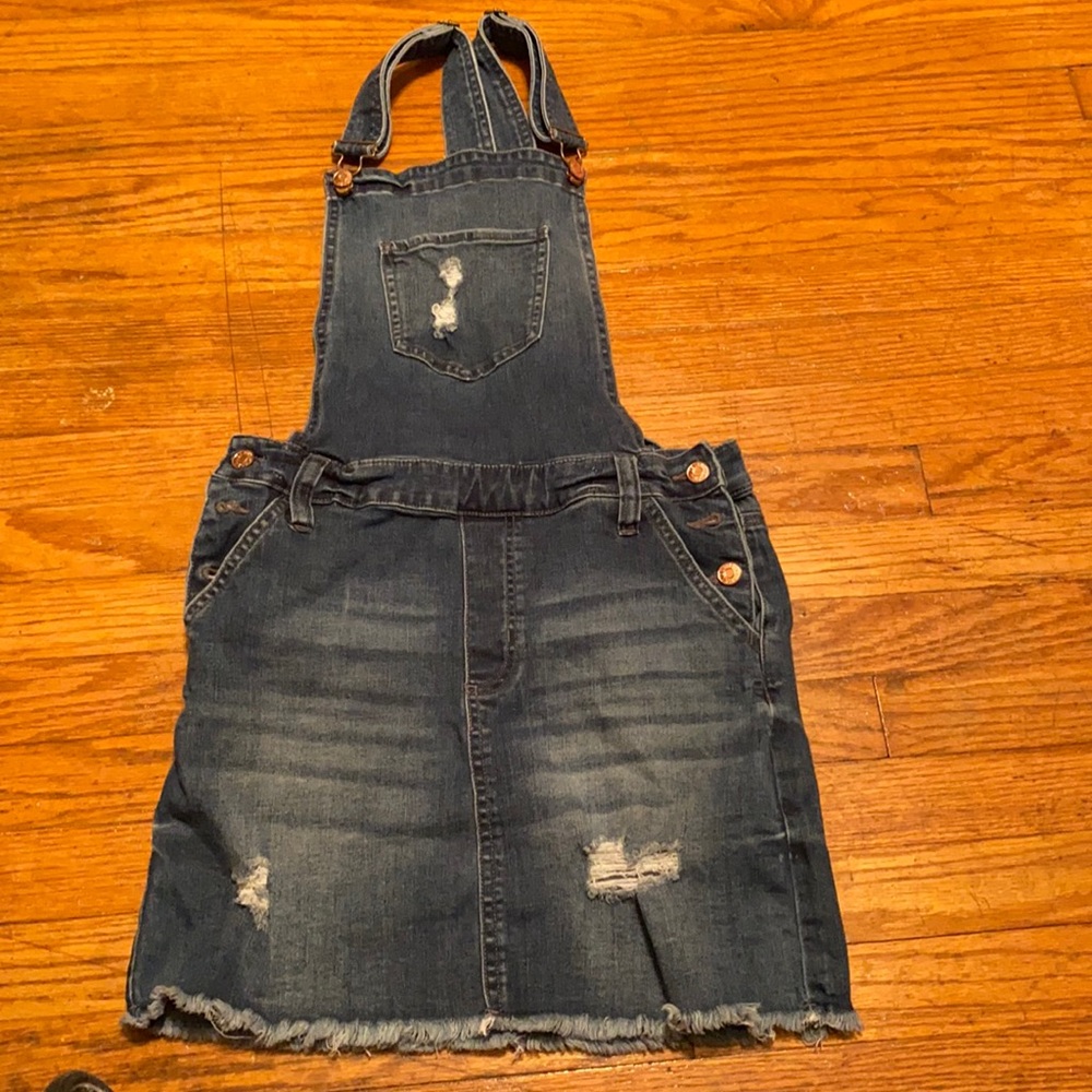 Blue Jean mini skirt overalls